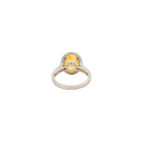 10K White Gold 3.30ct Oval Citrine & .55ct Diamond Halo Ring Size 6.5