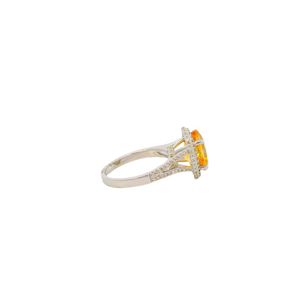 10K White Gold 3.30ct Oval Citrine & .55ct Diamond Halo Ring Size 6.5
