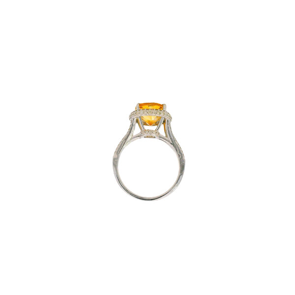 10K White Gold 3.30ct Oval Citrine & .55ct Diamond Halo Ring Size 6.5