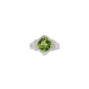 10KW 2.15ct Peridot & .36ct Dia Ring Sz 6.25