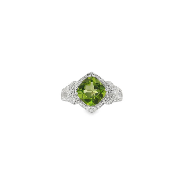 10K White Gold  2.15ct Peridot & .36ct Diamond Ring Size 6.25