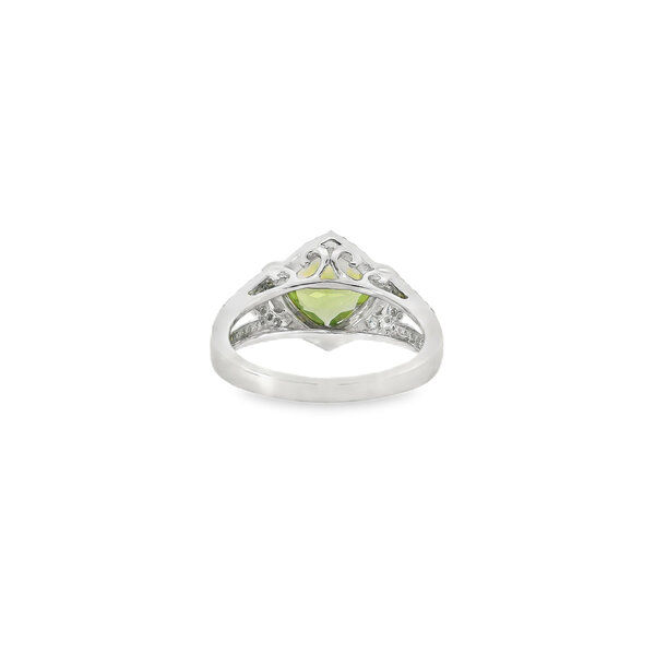 10K White Gold  2.15ct Peridot & .36ct Diamond Ring Size 6.25