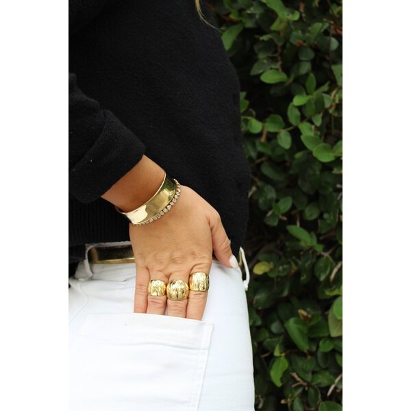 14K Yellow Gold GC Large Cigar Band With Hand Engraving