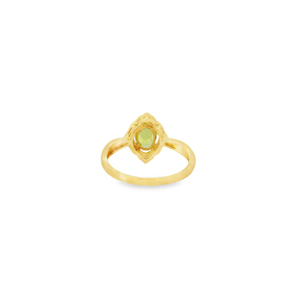 14K Yellow Gold .75ct Oval Peridot .10ct Diamond Milgrain Ring Size 7