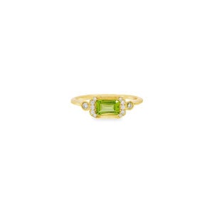 10KY East to West .40ct Peridot .10ct Dia Ring Sz 6.5