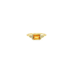 10KY East to West .40ct Citrine .10ct Dia Ring Sz 6.5