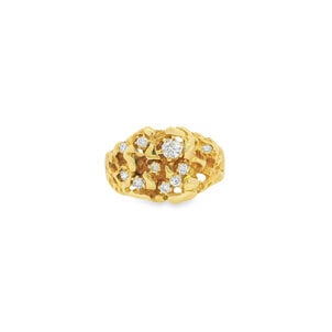 14KY 1980's .50ct Dia Nugget Ring Sz 11.5