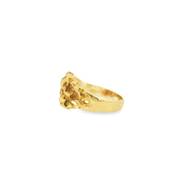 14K Yellow Gold 1980's .50ct Diamond Nugget Ring Size 11.5