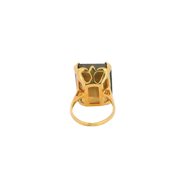 10K Yellow Gold 1970's 22ct Smoky Quartz Solitaire Ring Size 4.75