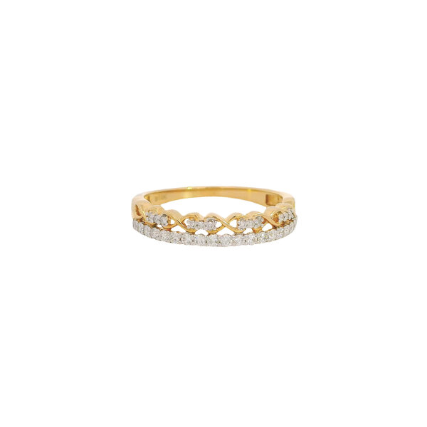 14K Yellow Gold .25ct Diamond Double Row Twisted Band Size 7