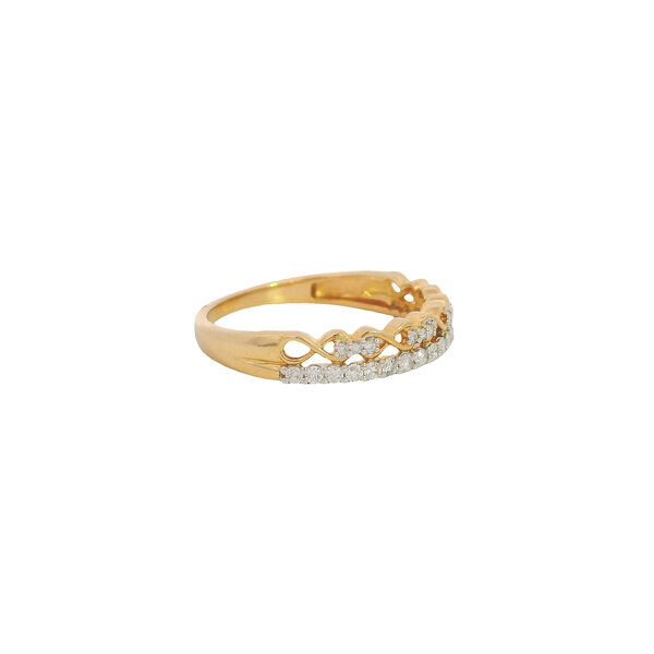 14K Yellow Gold .25ct Diamond Double Row Twisted Band Size 7