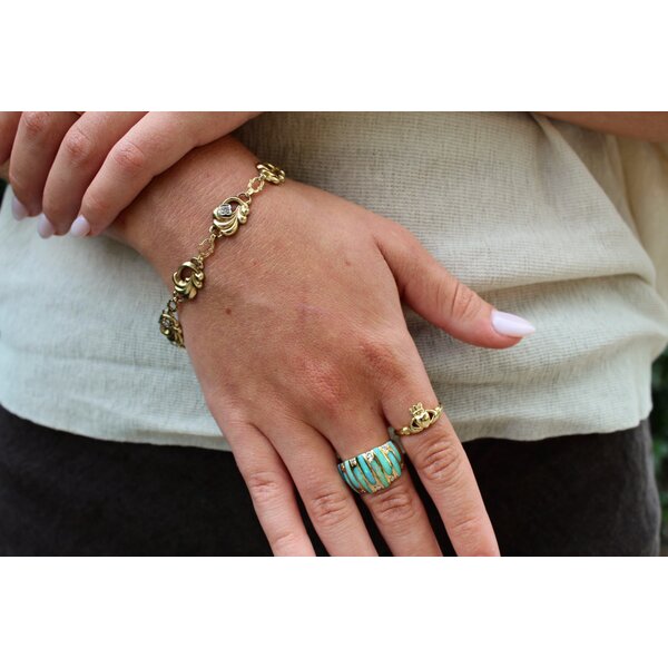 14K Yellow Gold Estate Polished Claddagh Ring Size 7