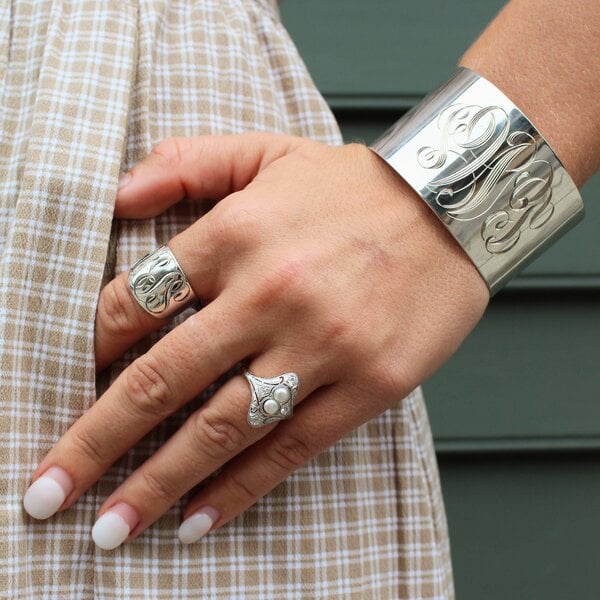 Platinum/14K Yellow Gold 1920's .33ct Diamond & 4mm Button Pearl Deco Ring Size 5.5