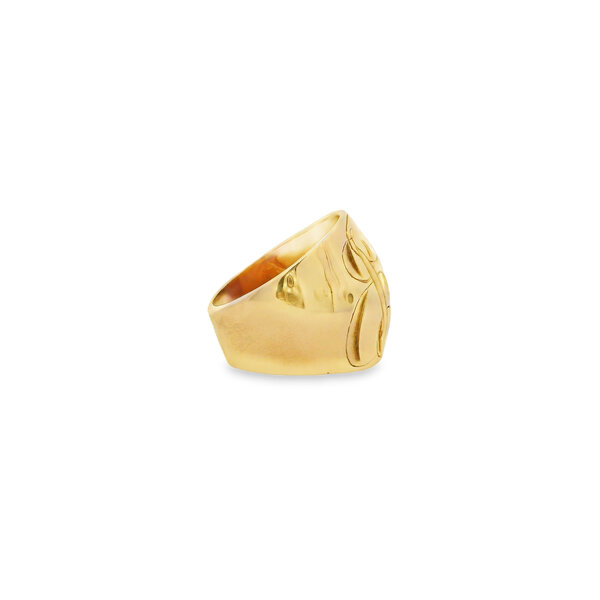 14K Yellow Gold GC Medium Dome Ring With Hand Engraving