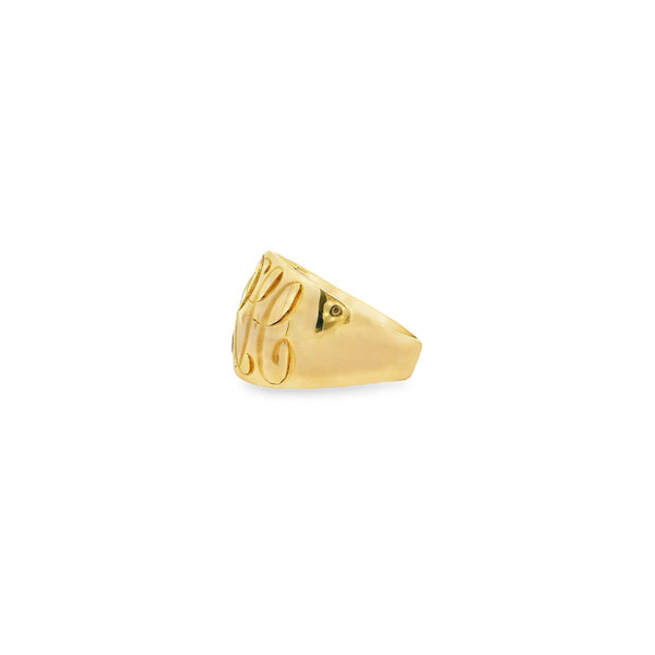 14K Yellow Gold GC Small Cigar Band with Hand Engraving