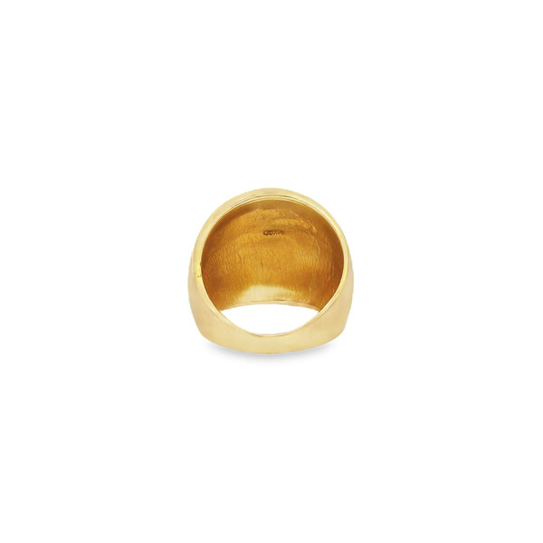 14K Yellow Gold GC Large Dome Ring with Hand Engraving