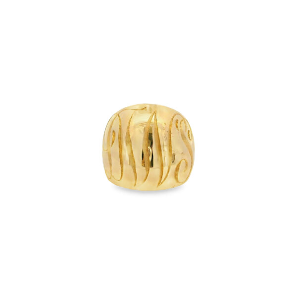 14K Yellow Gold GC Large Dome Ring with Hand Engraving