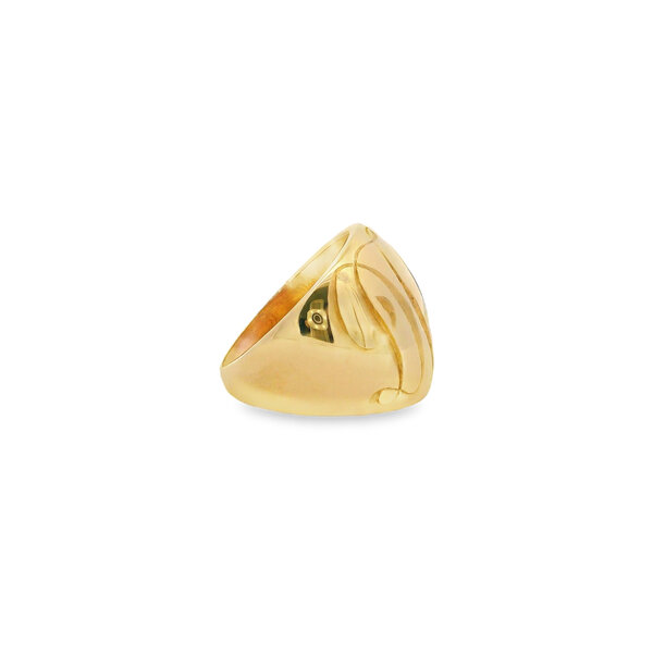 14K Yellow Gold GC Large Dome Ring with Hand Engraving