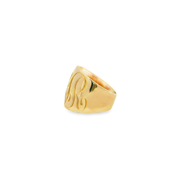 14K Yellow Gold GC Large Cigar Band With Hand Engraving