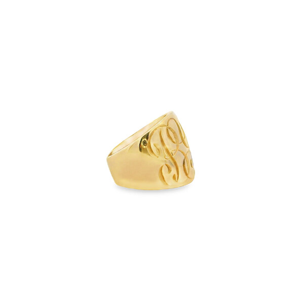 14K Yellow Gold GC Large Cigar Band With Hand Engraving