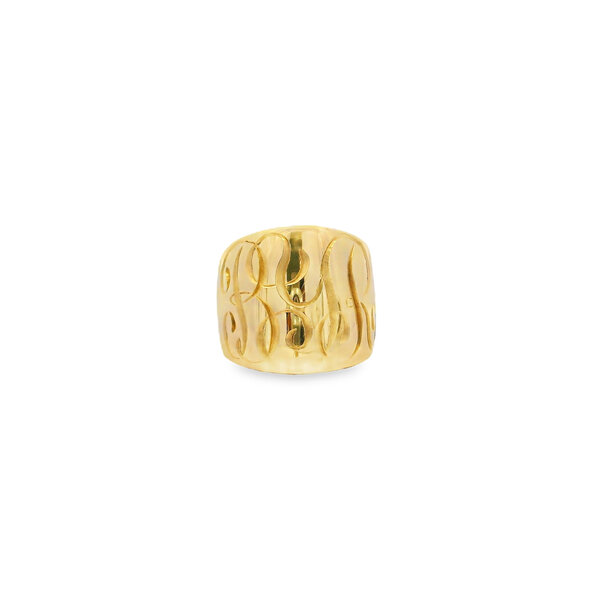 14K Yellow Gold GC Large Cigar Band With Hand Engraving