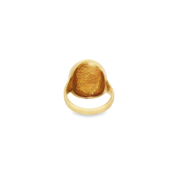 14K Yellow Gold GC Oval Puffy Dome Hand Engraved Monogram Ring