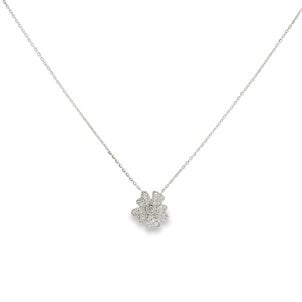 14KW .22ct Dia Pave Flower Split Chain Neck 16"-17"-18"