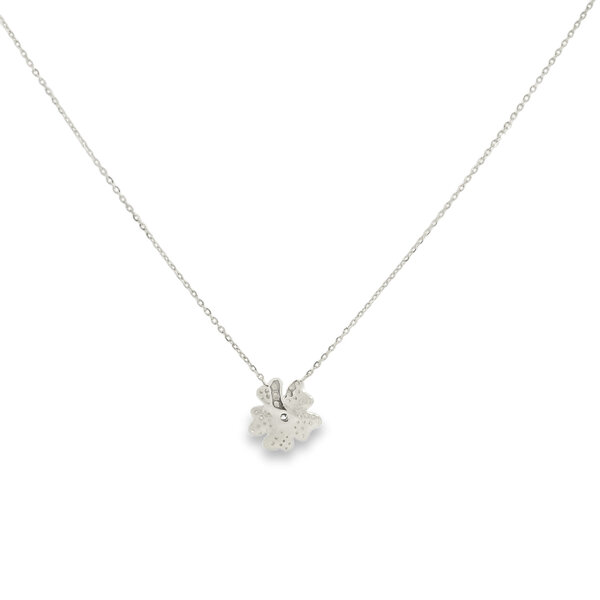 14K White Gold .22ct Diamond Pave Flower Split Chain Necklace 16"-17"-18"