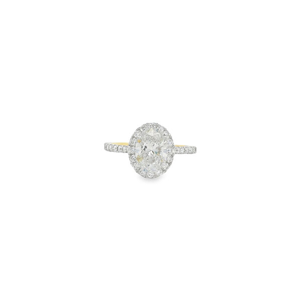 14K Yellow 2ct Oval Lab Diamond Halo Ring Size 7