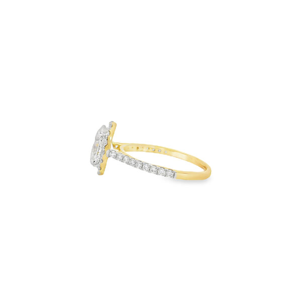 14K Yellow 2ct Oval Lab Diamond Halo Ring Size 7