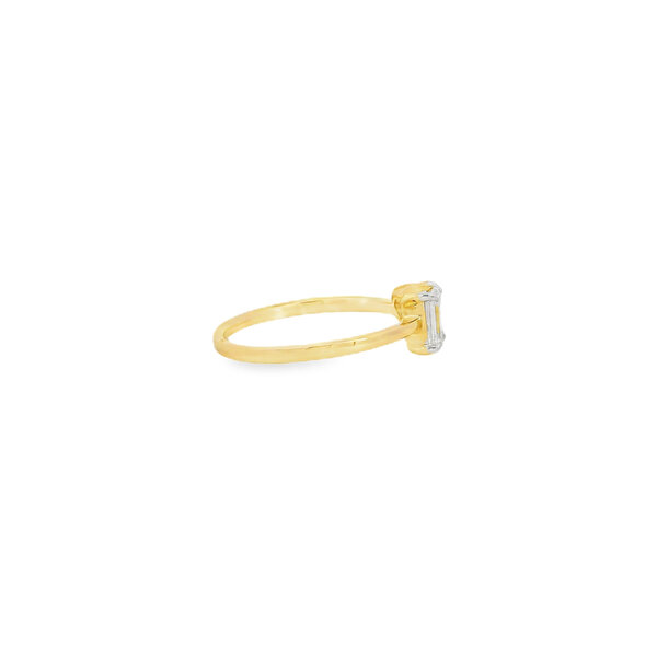 14K Yellow Gold .50ct Emerald Lab Diamond &  .50ct Heart Lab Diamond Ring Size 7.25