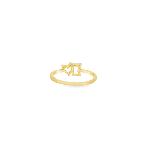 14K Yellow Gold .50ct Emerald Lab Diamond &  .50ct Heart Lab Diamond Ring Size 7.25