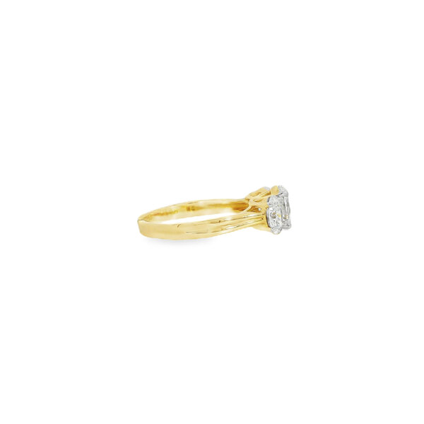 14K Yellow & White Gold 2ct Lab Grown Oval Three Stone Ring Size 7