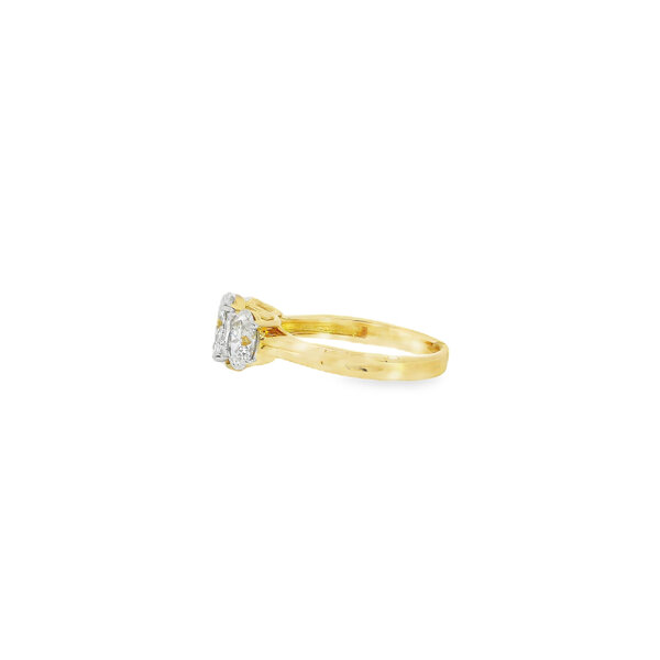 14K Yellow & White Gold 2ct Lab Grown Oval Three Stone Ring Size 7