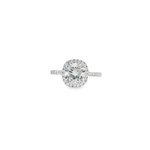 14KW 2.40ct Cushion Cut Lab Dia Halo Ring Sz 7