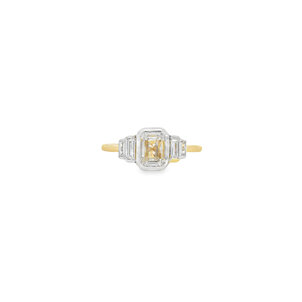 14KYW 1.15ct Em Cut Lab & .25cttw Baguette Lab Bezel Ring Sz 7