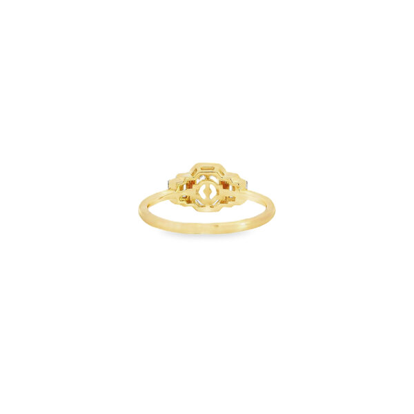 14K Yellow & White Gold 1.40ct Emerald Cut Lab & Baguette Lab Bezel Ring Size 7