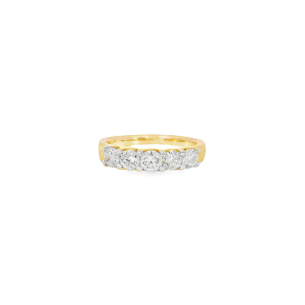 14K Yellow Gold 1ct Lab Grown Diamond 5 Stone Band Size 7