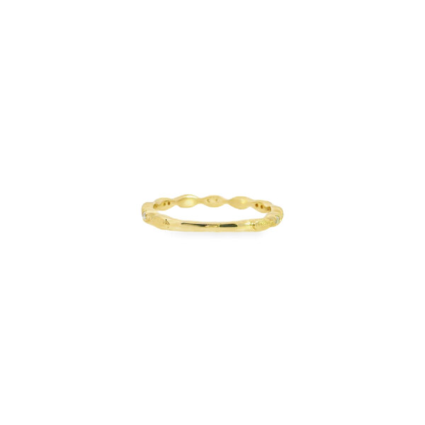 10K Yellow Gold .10ct Lab Diamond Textured Rice Bead Band Size 7