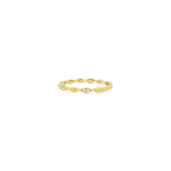 10K Yellow Gold .10ct Lab Diamond Textured Rice Bead Band Size 7