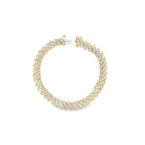 10K Yellow Gold 4ct Lab Grow Diamond Marquise Shaped Link Tennis Bracelet 7.25"