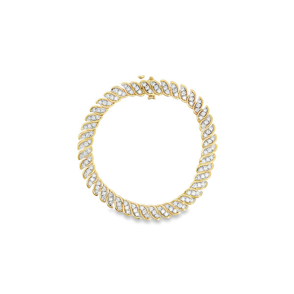 10K Yellow Gold 4ct Lab Grow Diamond Marquise Shaped Link Tennis Bracelet 7.25"