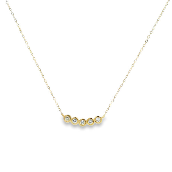 14K Yellow Gold .25ct Diamond Bezel Split Chain Necklace 19"