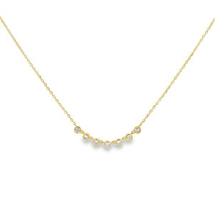 14KY .21ct Dia 7 Stone Bezel Cable Chain 16"-17"-18"