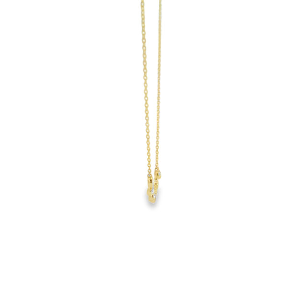 14K Yellow Gold .21ct Diamond 7 Stone Bezel Cable Chain 16"-17"-18"