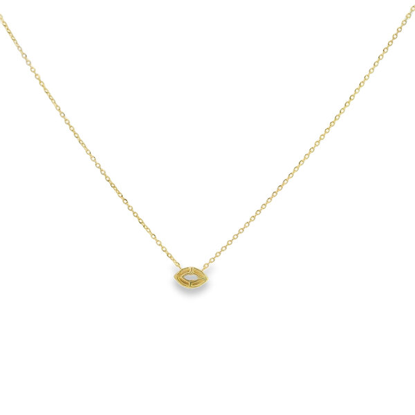 14K Yellow Gold .20ct Marquise Diamond East to West Split Chain Necklace 16"-17"-18"