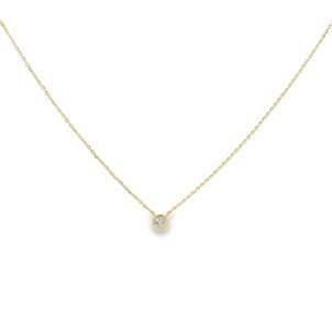 14KY .11ct Round Diamond Bezel Split Chain Necklace 16"-17"-18"