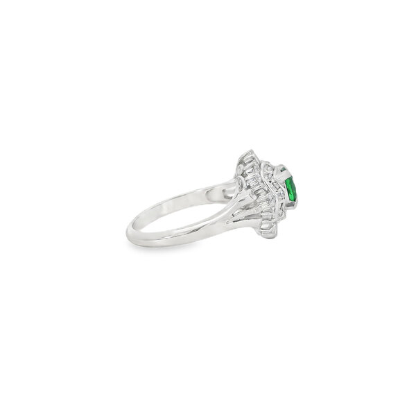 Platinum 1960's .86ct Demantoid Garnet & .56ct Diamond Ring Size 6.5