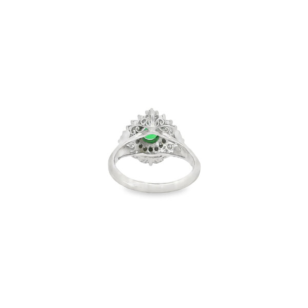 Platinum 1960's .86ct Demantoid Garnet & .56ct Diamond Ring Size 6.5