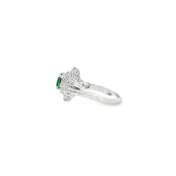 Platinum 1960's .86ct Demantoid Garnet & .56ct Diamond Ring Size 6.5